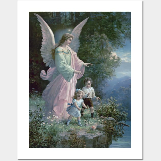 Guardian Angel protecting small children Wall Art by Brasilia Catholic